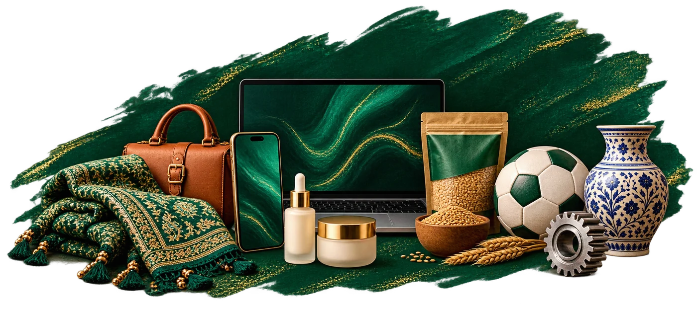 Pakistani products: textiles, leather, tech, beauty, food, sports goods and ceramics